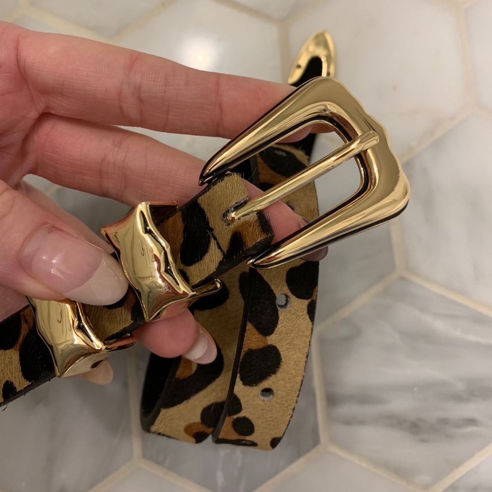 Lennie Calf Hair Belt in Leopard